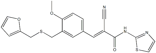 (E)-2-cyano-3-[3-(furan-2-ylmethylsulfanylmethyl)-4-methoxyphenyl]-N-(1,3-thiazol-2-yl)prop-2-enamide Structure