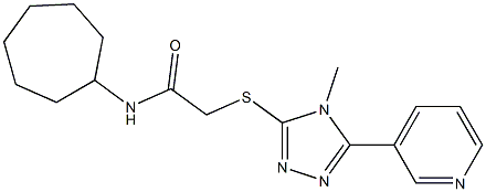 N-cycloheptyl-2-[(4-methyl-5-pyridin-3-yl-1,2,4-triazol-3-yl)sulfanyl]acetamide 구조식 이미지