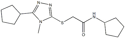 N-cyclopentyl-2-[(5-cyclopentyl-4-methyl-1,2,4-triazol-3-yl)sulfanyl]acetamide 구조식 이미지