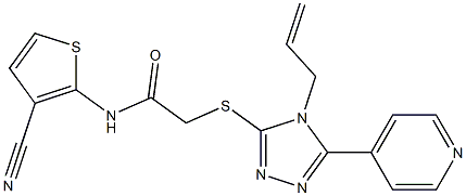 N-(3-cyanothiophen-2-yl)-2-[(4-prop-2-enyl-5-pyridin-4-yl-1,2,4-triazol-3-yl)sulfanyl]acetamide 구조식 이미지