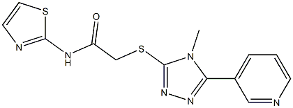 2-[(4-methyl-5-pyridin-3-yl-1,2,4-triazol-3-yl)sulfanyl]-N-(1,3-thiazol-2-yl)acetamide 구조식 이미지