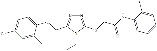 2-[[5-[(4-chloro-2-methylphenoxy)methyl]-4-ethyl-1,2,4-triazol-3-yl]sulfanyl]-N-(2-methylphenyl)acetamide 구조식 이미지