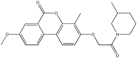 8-methoxy-4-methyl-3-[2-(3-methylpiperidin-1-yl)-2-oxoethoxy]benzo[c]chromen-6-one 구조식 이미지