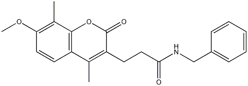 N-benzyl-3-(7-methoxy-4,8-dimethyl-2-oxochromen-3-yl)propanamide 구조식 이미지