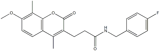 N-[(4-fluorophenyl)methyl]-3-(7-methoxy-4,8-dimethyl-2-oxochromen-3-yl)propanamide 구조식 이미지