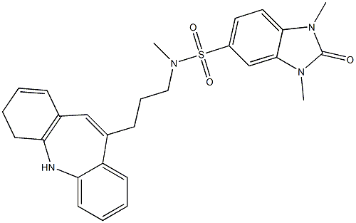 N-[3-(5,6-dihydrobenzo[b][1]benzazepin-11-yl)propyl]-N,1,3-trimethyl-2-oxobenzimidazole-5-sulfonamide 구조식 이미지