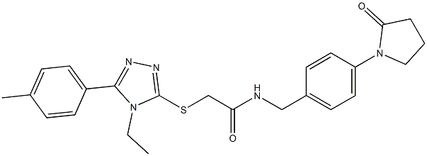 2-[[4-ethyl-5-(4-methylphenyl)-1,2,4-triazol-3-yl]sulfanyl]-N-[[4-(2-oxopyrrolidin-1-yl)phenyl]methyl]acetamide 구조식 이미지