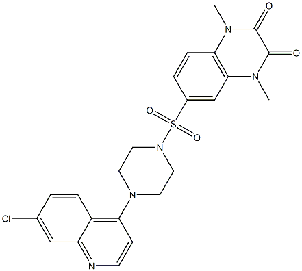 6-[4-(7-chloroquinolin-4-yl)piperazin-1-yl]sulfonyl-1,4-dimethylquinoxaline-2,3-dione Structure