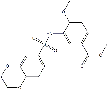 methyl 3-(2,3-dihydro-1,4-benzodioxin-6-ylsulfonylamino)-4-methoxybenzoate 구조식 이미지