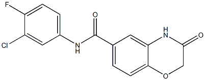 N-(3-chloro-4-fluorophenyl)-3-oxo-4H-1,4-benzoxazine-6-carboxamide 구조식 이미지