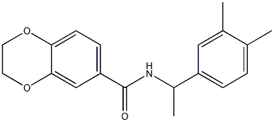 N-[1-(3,4-dimethylphenyl)ethyl]-2,3-dihydro-1,4-benzodioxine-6-carboxamide 구조식 이미지