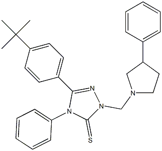 5-(4-tert-butylphenyl)-4-phenyl-2-[(3-phenylpyrrolidin-1-yl)methyl]-1,2,4-triazole-3-thione Structure