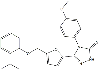 4-(4-methoxyphenyl)-3-[5-[(5-methyl-2-propan-2-ylphenoxy)methyl]furan-2-yl]-1H-1,2,4-triazole-5-thione Structure