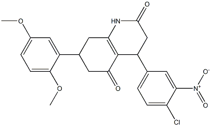 4-(4-chloro-3-nitrophenyl)-7-(2,5-dimethoxyphenyl)-1,3,4,6,7,8-hexahydroquinoline-2,5-dione Structure