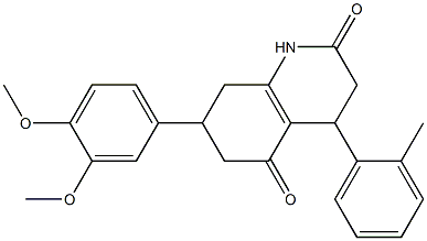 7-(3,4-dimethoxyphenyl)-4-(2-methylphenyl)-1,3,4,6,7,8-hexahydroquinoline-2,5-dione 구조식 이미지