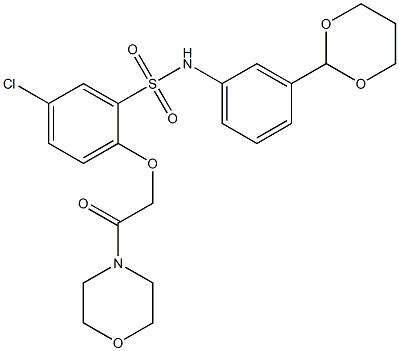 5-chloro-N-[3-(1,3-dioxan-2-yl)phenyl]-2-(2-morpholin-4-yl-2-oxoethoxy)benzenesulfonamide 구조식 이미지