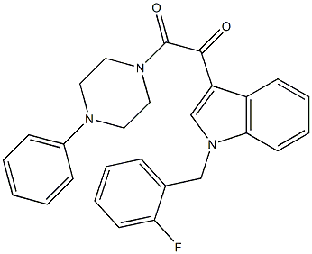 1-[1-[(2-fluorophenyl)methyl]indol-3-yl]-2-(4-phenylpiperazin-1-yl)ethane-1,2-dione 구조식 이미지