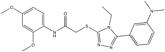 N-(2,4-dimethoxyphenyl)-2-[[5-[3-(dimethylamino)phenyl]-4-ethyl-1,2,4-triazol-3-yl]sulfanyl]acetamide 구조식 이미지