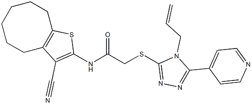 N-(3-cyano-4,5,6,7,8,9-hexahydrocycloocta[b]thiophen-2-yl)-2-[(4-prop-2-enyl-5-pyridin-4-yl-1,2,4-triazol-3-yl)sulfanyl]acetamide 구조식 이미지