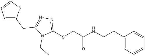 2-[[4-ethyl-5-(thiophen-2-ylmethyl)-1,2,4-triazol-3-yl]sulfanyl]-N-(2-phenylethyl)acetamide 구조식 이미지