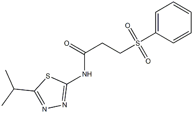 3-(benzenesulfonyl)-N-(5-propan-2-yl-1,3,4-thiadiazol-2-yl)propanamide 구조식 이미지
