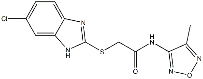 2-[(6-chloro-1H-benzimidazol-2-yl)sulfanyl]-N-(4-methyl-1,2,5-oxadiazol-3-yl)acetamide 구조식 이미지