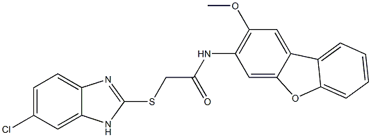 2-[(6-chloro-1H-benzimidazol-2-yl)sulfanyl]-N-(2-methoxydibenzofuran-3-yl)acetamide 구조식 이미지