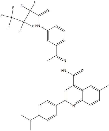 N-[(E)-1-[3-(2,2,3,3,4,4,4-heptafluorobutanoylamino)phenyl]ethylideneamino]-6-methyl-2-(4-propan-2-ylphenyl)quinoline-4-carboxamide Structure