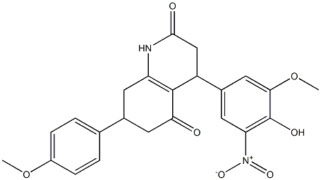 4-(4-hydroxy-3-methoxy-5-nitrophenyl)-7-(4-methoxyphenyl)-1,3,4,6,7,8-hexahydroquinoline-2,5-dione 구조식 이미지