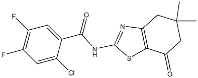 2-chloro-N-(5,5-dimethyl-7-oxo-4,6-dihydro-1,3-benzothiazol-2-yl)-4,5-difluorobenzamide 구조식 이미지