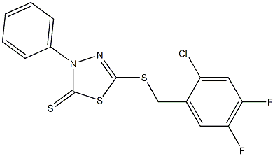 5-[(2-chloro-4,5-difluorophenyl)methylsulfanyl]-3-phenyl-1,3,4-thiadiazole-2-thione Structure