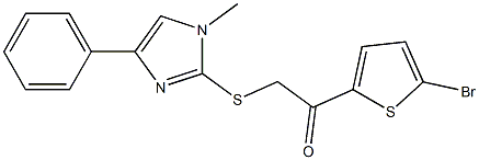 1-(5-bromothiophen-2-yl)-2-(1-methyl-4-phenylimidazol-2-yl)sulfanylethanone 구조식 이미지