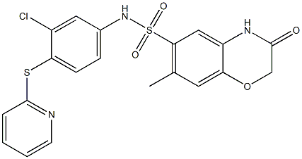 N-(3-chloro-4-pyridin-2-ylsulfanylphenyl)-7-methyl-3-oxo-4H-1,4-benzoxazine-6-sulfonamide 구조식 이미지