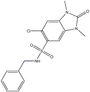 N-benzyl-6-chloro-1,3-dimethyl-2-oxobenzimidazole-5-sulfonamide Structure