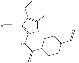 1-acetyl-N-(3-cyano-4-ethyl-5-methylthiophen-2-yl)piperidine-4-carboxamide 구조식 이미지