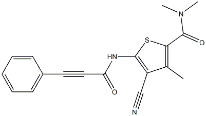 4-cyano-N,N,3-trimethyl-5-(3-phenylprop-2-ynoylamino)thiophene-2-carboxamide 구조식 이미지