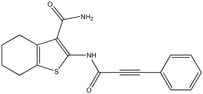 2-(3-phenylprop-2-ynoylamino)-4,5,6,7-tetrahydro-1-benzothiophene-3-carboxamide 구조식 이미지