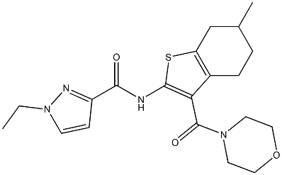 1-ethyl-N-[6-methyl-3-(morpholine-4-carbonyl)-4,5,6,7-tetrahydro-1-benzothiophen-2-yl]pyrazole-3-carboxamide Structure