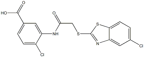 4-chloro-3-[[2-[(5-chloro-1,3-benzothiazol-2-yl)sulfanyl]acetyl]amino]benzoic acid 구조식 이미지