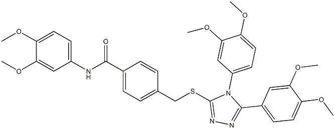 4-[[4,5-bis(3,4-dimethoxyphenyl)-1,2,4-triazol-3-yl]sulfanylmethyl]-N-(3,4-dimethoxyphenyl)benzamide 구조식 이미지