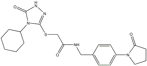 2-[(4-cyclohexyl-5-oxo-1H-1,2,4-triazol-3-yl)sulfanyl]-N-[[4-(2-oxopyrrolidin-1-yl)phenyl]methyl]acetamide 구조식 이미지