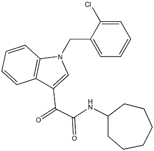 2-[1-[(2-chlorophenyl)methyl]indol-3-yl]-N-cycloheptyl-2-oxoacetamide Structure