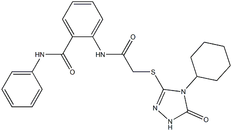 2-[[2-[(4-cyclohexyl-5-oxo-1H-1,2,4-triazol-3-yl)sulfanyl]acetyl]amino]-N-phenylbenzamide 구조식 이미지