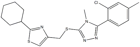 4-[[5-(2-chloro-4-methylphenyl)-4-methyl-1,2,4-triazol-3-yl]sulfanylmethyl]-2-cyclohexyl-1,3-thiazole 구조식 이미지