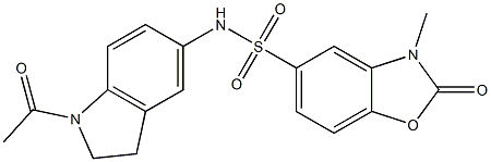 N-(1-acetyl-2,3-dihydroindol-5-yl)-3-methyl-2-oxo-1,3-benzoxazole-5-sulfonamide Structure