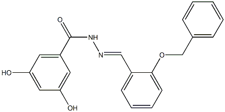 3,5-dihydroxy-N-[(E)-(2-phenylmethoxyphenyl)methylideneamino]benzamide Structure