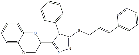 3-(2,3-dihydro-1,4-benzodioxin-3-yl)-4-phenyl-5-[(E)-3-phenylprop-2-enyl]sulfanyl-1,2,4-triazole 구조식 이미지