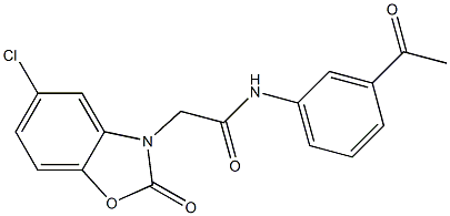 N-(3-acetylphenyl)-2-(5-chloro-2-oxo-1,3-benzoxazol-3-yl)acetamide 구조식 이미지