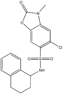 5-chloro-3-methyl-2-oxo-N-(1,2,3,4-tetrahydronaphthalen-1-yl)-1,3-benzoxazole-6-sulfonamide 구조식 이미지