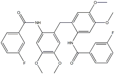 3-fluoro-N-[2-[[2-[(3-fluorobenzoyl)amino]-4,5-dimethoxyphenyl]methyl]-4,5-dimethoxyphenyl]benzamide 구조식 이미지
